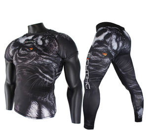 Ensemble de rashguard et short de grappling, jiu-jitsu et MMA pour hommes, avec protection UPF50, 100% coton, motif lettres, nouvelle collection GAF - Product Image 4