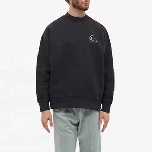 Sweat-shirts surdimensionnés pour hommes à manches longues avec logo personnalisé, prix de gros, en coton mélangé - Product Image 3