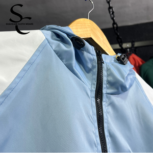 Custom Hooded Windbreaker <b>Jacket</b> 100% Nylon Fabric <b>Waterproof</b> High Street Style with Real Fabric Panels and Inner Mesh - Product Image 4