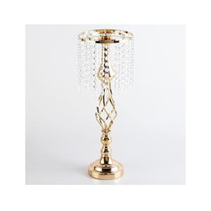 Bougeoir fleur en cristal support centres de table en cristal doré vase à fleurs pour mariage - Product Image 2