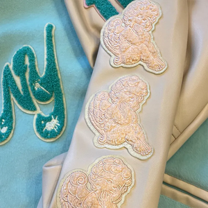 Vestes en laine pour femmes Broderie en chenille personnalisée Manches en cuir véritable Veste universitaire Letterman - Product Image 2