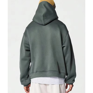 High Quality Oversized French Terry Pullover Sweat Hoodie Distressed <b>Sprayed</b> Dyed Embroidered Dropped Shoulders Blank Features - Product Image 3