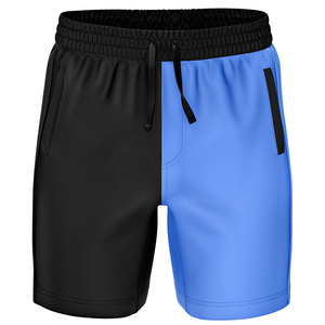 Pantalones Cortos Deportivos de Punto para Hombre, Color Azul y Negro, Cintura Media, Cordón Ajustable, Secado Rápido, con Bolsillos Laterales, Corte Atlético Informal - Product Image 2