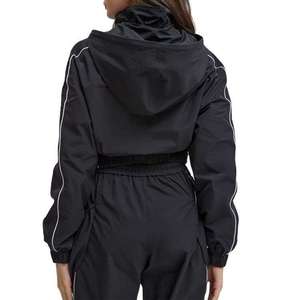 OEM Custom Elastic Waist Woven 100% Polyester <b>Athletic</b> Sports Women's Windbreaker Jacket Set for Autumn - Product Image 3