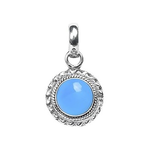 925 argent Sterling calcédoine forme ronde couleur bleue collier de pierres précieuses cadeau de mariage parfait pour l'amour avec 925 bijoux estampillés - Product Image 2
