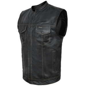 Chaleco de Cuero Vacuno Genuino Estilo Club, Casual y Transpirable para Hombre, Talla Grande, Chaleco de Motociclista, Diseño Personalizado OEM - Product Image 3