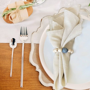 Porte-serviettes perlé en bois avec glands réglage de Table accessoires de décoration de fête de mariage porte-serviettes anneaux de serviette en bois - Product Image 3