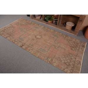 Tapis turc vintage 3,5x8 pieds (108x245 cm), tapis en laine rouge à pois - Product Image 2