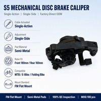 Étrier de frein à disque mécanique simple action simple côté S5 avec plaquettes semi-métalliques pour VTT, vélo électrique, vélo pliant ODM