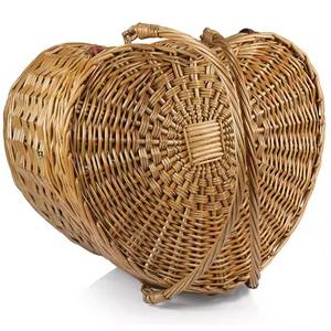 Cesta de Picnic de mimbre con forma de corazón de caramelo de tamaño personalizado superventas 40*35*22cm con vajilla solución de almacenamiento para 2 personas - Product Image 2