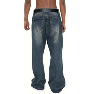 Street Elastic <b>Jeans</b> <b>Men</b> Denim Cargo Pants Wash Solid Color Multi Pockets Casual Mid Waist Trousers Slim Fit Daily Wear <b>Joggers</b> - Product Image 2
