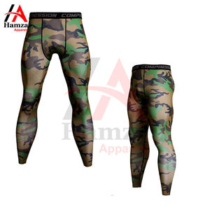 Collant a compressione da uomo Design mimetico verde marrone 180 GSM poliestere misto vita alta elasticizzati Leggings da abbigliamento <span class=keywords><strong>Hamza</strong></span> - Product Image 4