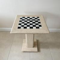 Table d'échecs en pierre de travertin naturel Table de jeu en marbre de luxe fabriquée à la main Fabricant de conception personnalisée