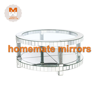 Table basse ronde de miroir de vente chaude avec de faux diamants écrasés