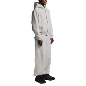 Custom <b>Polyester</b>/Cotton Fleece Full Zip Blank Heavyweight Regular Fit Casual Tracksuit Jogging Suit Hoodie <b>Jogger</b> Sets Men - Product Image 6