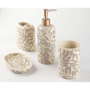 Ensemble de salle de bain élégant en résine avec pierre naturelle et accents noirs pour une décoration classique - Product Image 4