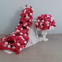 Centros de Mesa con Bola de Flores Artificiales de 80 cm, Color Rosa Intenso, Guirnalda Floral de Espuma para Decoración de Mesa en Bodas, Eventos y Fiestas