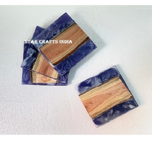 Vente directe d'usine sous-verre en résine époxy en bois de haute qualité tasse naturelle boisson ronde carrée sous-verre en bois par artisanat de qualité - Product Image 3