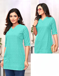Top corto Lucknowi Chikankari trabajo Kurti Combo Set Colección para uso diario - Product Image 1