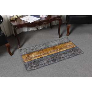 Tapis Turc Vintage Moderne 180X310 cm Jaune Gris Patchwork Design Classique Rectangle en Laine de Grande Surface pour Couloir Latex - Product Image 5