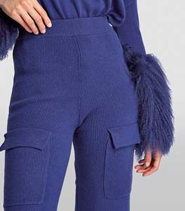 Pantalon Cargo en laine bleu surdimensionné taille moyenne personnalisé pour femmes Prix de gros pas cher Style avant plat d'hiver pour les femmes - Product Image 5