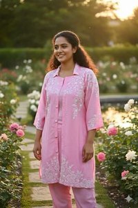 Nouvelle mode indienne, magnifique design coloré, tissu rayonne lourd, kurti et pantalon courts pour le bureau ou les soirées, prix de gros. - Product Image 2