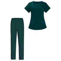 Ensemble de blouses médicales pour femmes, col asymétrique, passepoil contrastant, deux poches, pantalon à taille élastique, uniforme d'infirmière, tenue de travail, vente en gros