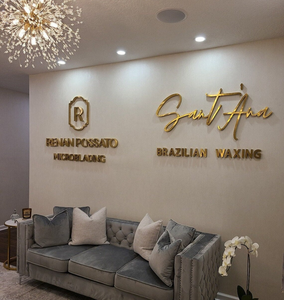 Señalización de metal Logotipo personalizado Letrero de corte láser de acero inoxidable Logotipo de corte láser personalizado Letrero de recepción de logotipo de metal cepillado - Product Image 3