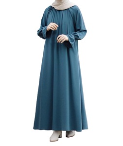 Abaya islamique unie pour femme, manches longues, élastique, décontracté, extérieur, mode musulmane - Product Image 3