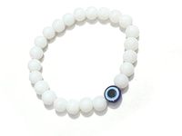 Bracelet en cristal, jade blanc, œil maléfique, perles rondes de 8 mm, pierre de cristal, pierre précieuse, bijoux de mode, cadeau pour homme et femme, énergie