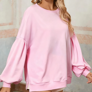 Sudadera de Mujer Personalizada de Lujo, de Alta Calidad, Informal para Invierno, Tejida, con Parche de Felpa de Algodón Orgánico Rosa en la Parte Delantera y Bordado - Product Image 3