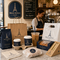 Gobelets à café personnalisés AT PACK avec couvercles, emballage personnalisé pour les marques de cafés, sacs, boîtes, serviettes, solution d'emballage complète