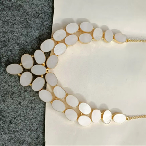 Elegant White Stone <b>Necklace</b> Gold Plated Brass Jewelry Skin Friendly Handmade Design Fashion Women Classic Style Bridal Gift - Product Image 4