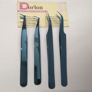 Custom Logo L-Shape Volume Curved <b>Eyelash</b> Extension <b>Tweezers</b> Shinny Finish Stainless Steel Plasma Coated <b>Eyelash</b> <b>Tweezers</b> for - Product Image 1