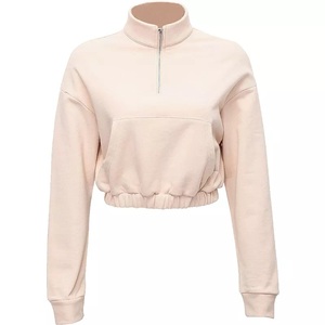 GAF, venta al por mayor, recién llegado, Top corto con media cremallera, sudaderas con capucha de manga larga para mujer, ropa de calle con cuello, sudaderas con capucha para mujer - Product Image 6