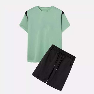 Nouvel Arrivage Ensemble 2 Pièces Homme Léger et Respirant pour l'Été, Panneau Contrastant, 100% Coton Uni, Coupe Oversize Grande Taille, Style Urbain - Product Image 2