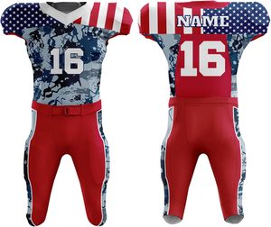Ensemble de maillots de football américain sublimés respirants et à séchage rapide 100 % polyester, motif drapeau, vente chaude - Product Image 1