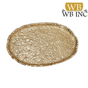 Bandeja ovalada de aluminio chapado en oro moderna 13Lx8.25W pulgadas colores personalizables Logo bandeja de servicio de Metal decorativa para el hogar - Product Image 4