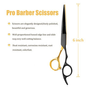 Premium 6.5 pouces noir et or ciseaux de coiffeur nouvel outil de beauté en acier inoxydable pointu pour la coupe de cheveux - Product Image 3