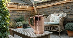 Jarra de cobre puro para beneficios de salud Ayurvédica Jarra de agua de cobre hecha a mano de 1,5 litros con tapa a juego - Product Image 3