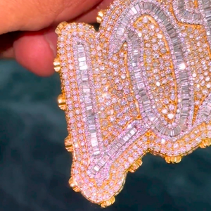 Colgante de diamante de moissanita de Plata de Ley 925 de alta calidad, Baguette helado personalizado y corte redondo, chapado en oro, estilo Hip Hop - Product Image 3