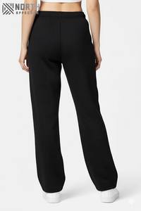 Ropa deportiva para mujer con logotipo personalizado, pantalones de chándal rectos de pierna ancha con cordón para correr, deportivos, informales, holgados, finos, de lana - Product Image 3