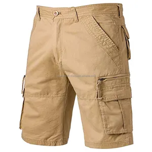 Özel yaz erkek şort rahat gevşek haki pantolon spor rahat pantolon pamuk kısa pantolon 6 paket ile