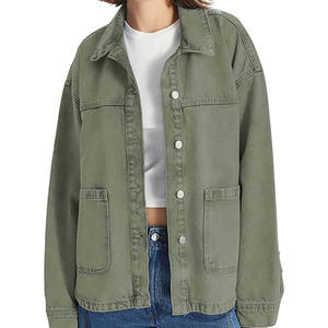 Veste en jean bleu clair pour femmes, vêtements d'extérieur décontractés boutonnés sur le devant, veste en jean coupe décontractée - Product Image 5
