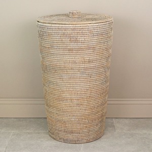 Panier à linge rond en rotin avec couvercle, paniers de rangement faits à la main, rotin naturel, moderne, multifonction, fabriqué au Vietnam - Product Image 6