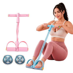Fascia Elastica di Resistenza a 6 Tubi in PVC con Maniglie e Anelli per Piedi, Corda Portatile per Yoga e Fitness per Palestra Domestica - Product Image 1