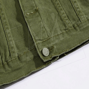 Chaqueta Vaquera de Lona Verde para Hombre con Logotipo Personalizado, Diseño Transpirable, Moda de Invierno, Mangas Largas, Personalizable - Product Image 4