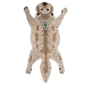 พรมขนสัตว์ผสมวิสโคสทอมือลายสัตว์ สีเบจ-น้ำตาล สำหรับตกแต่งบ้าน ห้องนั่งเล่น ทางเดิน พรมทอใหม่ - Product Image 1