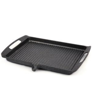 Grand plat à rôtir 38 - Plat à rôtir en fonte d'aluminium antiadhésif, ustensiles de cuisine carrés et ronds avec revêtement en marbre durable - Product Image 1