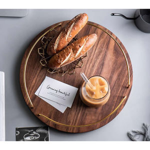 Precio razonable Bandeja de madera Bandeja para servir comida rústica Juego de madera de mango hecho a mano de 2 bandejas de cama para fiestas con alta calidad - Product Image 6